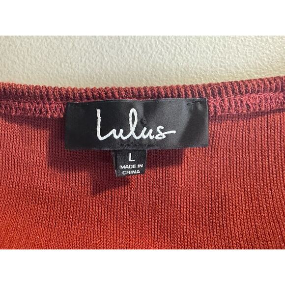 Lulus Aurinda Rust Orange Ruched Off The Shoulder Bodycon Tie Dress, Size Large - Picture 7 of 9